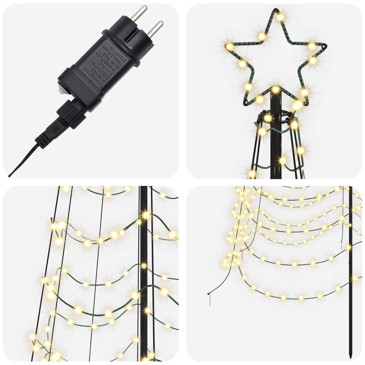vidaXL LED Spiral Christmas Tree with Spike EKENAS 500 cm 868 LEDs