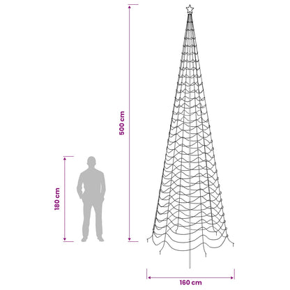 vidaXL LED Spiral Christmas Tree with Spike EKENAS 500 cm 868 LEDs
