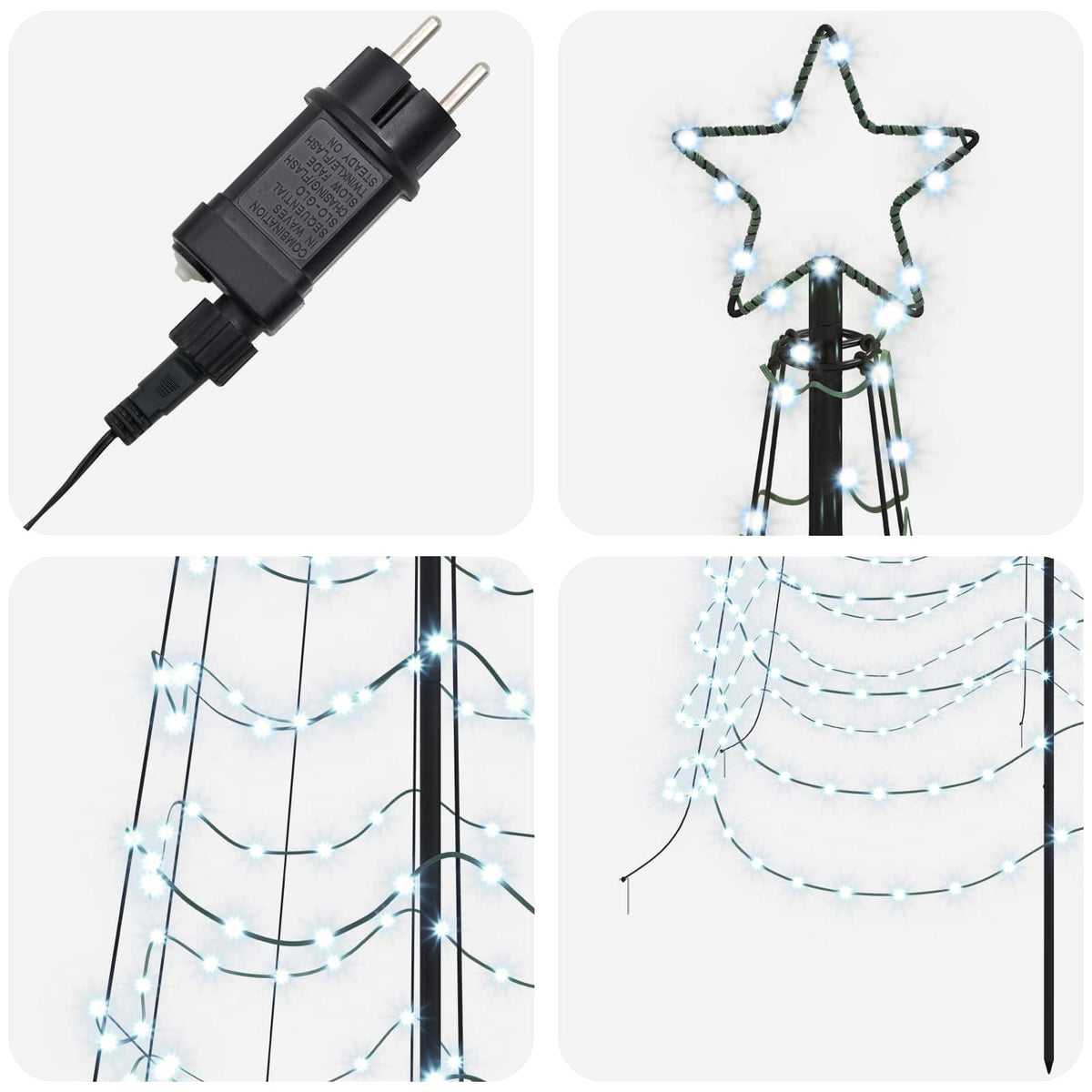 vidaXL LED Spiral Christmas Tree with Spike EKENAS 500 cm 868 LEDs