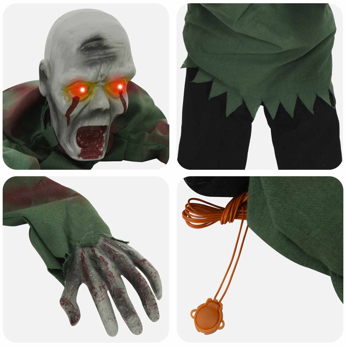 vidaXL Halloween Crawling Zombie SPOOKA Green 110 x 50 x 21 cm