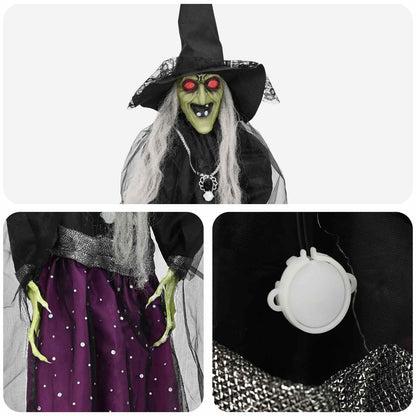 vidaXL Halloween Hanging Witch SPOOKA Purple 30 x 133 cm