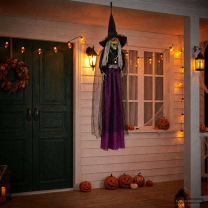vidaXL Halloween Hanging Witch SPOOKA Purple 30 x 133 cm