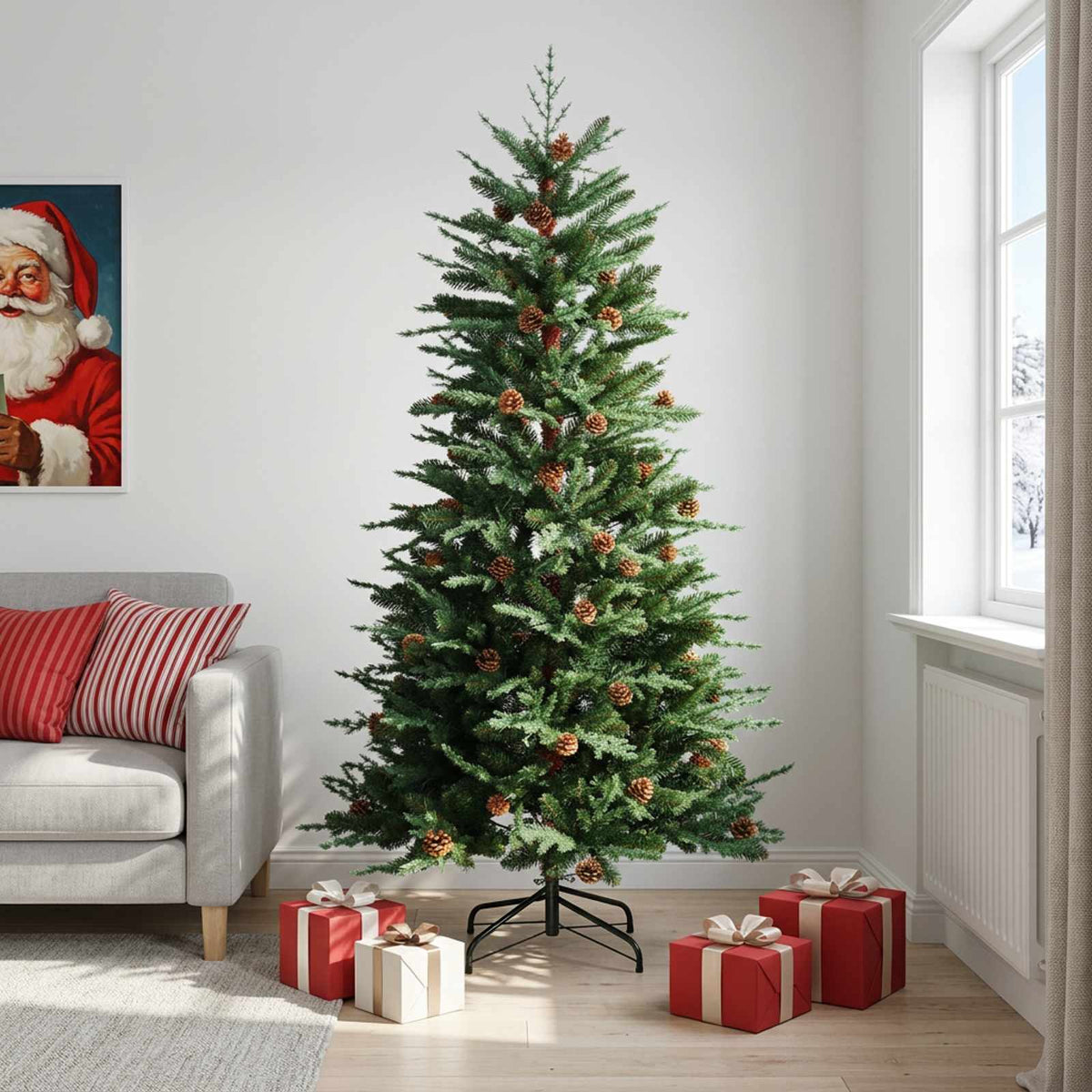 vidaXL Artificial Hinged Christmas Tree 210 cm PE & PVC Green