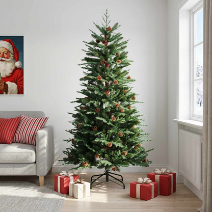 vidaXL Artificial Hinged Christmas Tree 210 cm PE & PVC Green