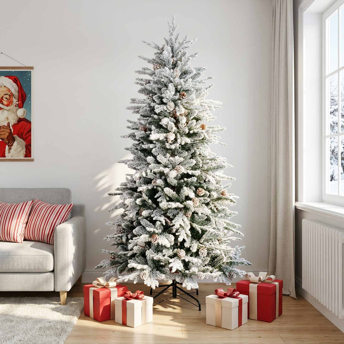 vidaXL Artificial Hinged Christmas Tree 210 cm PE & PVC