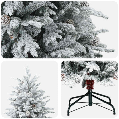 vidaXL Artificial Hinged Christmas Tree 240 cm steel Green and White