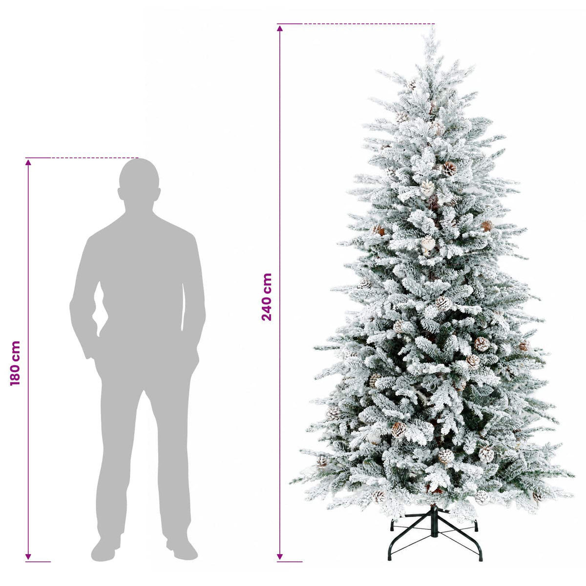 vidaXL Artificial Hinged Christmas Tree 240 cm steel Green and White
