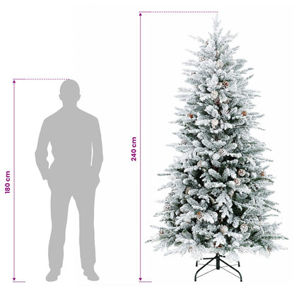 vidaXL Artificial Hinged Christmas Tree 240 cm steel Green and White