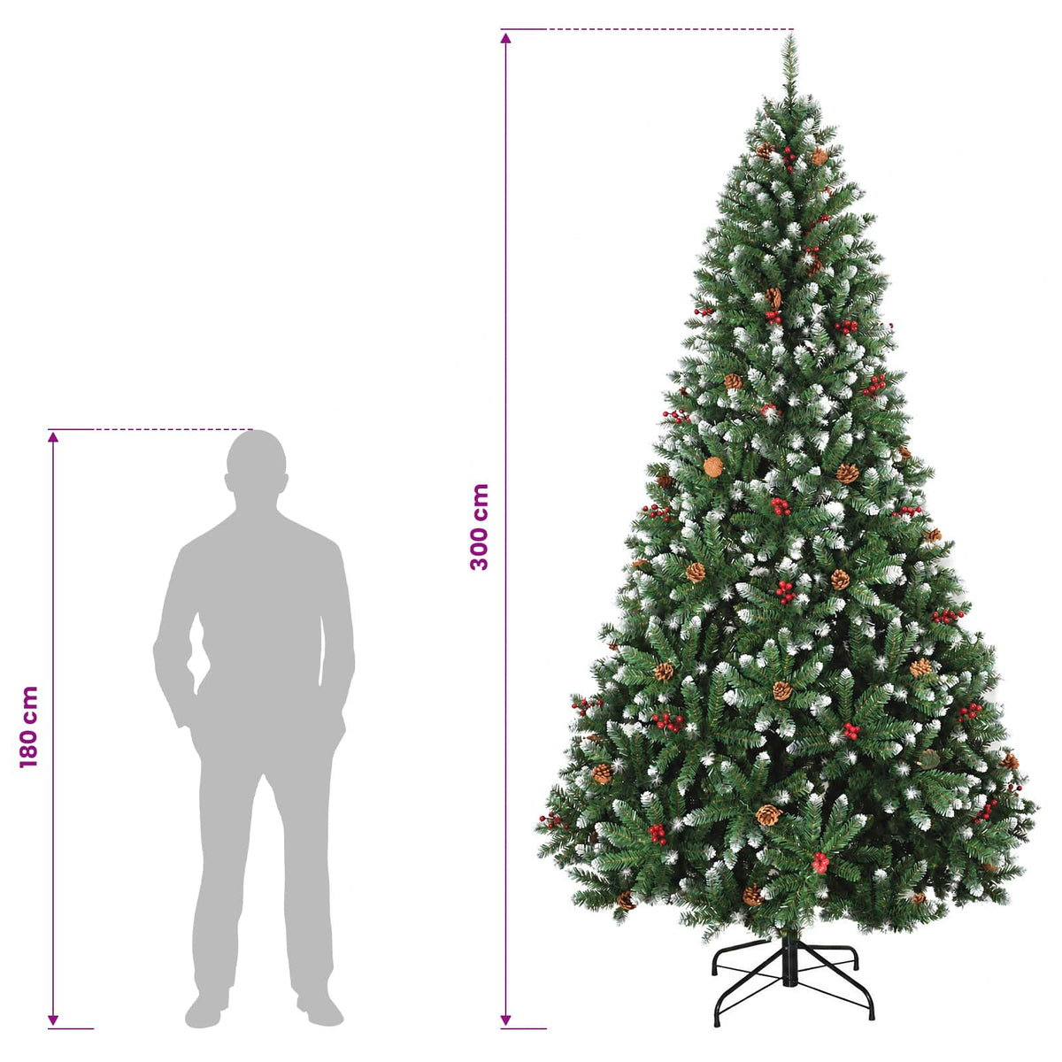 vidaXL Artificial Hinged Christmas Tree 300 cm PVC