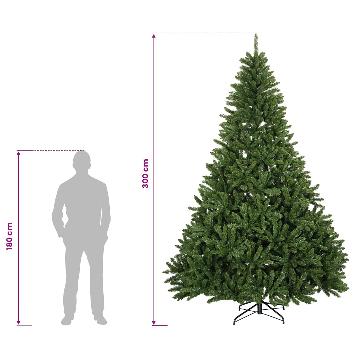 vidaXL Artificial Hinged Christmas Tree 300 cm PVC Light Green