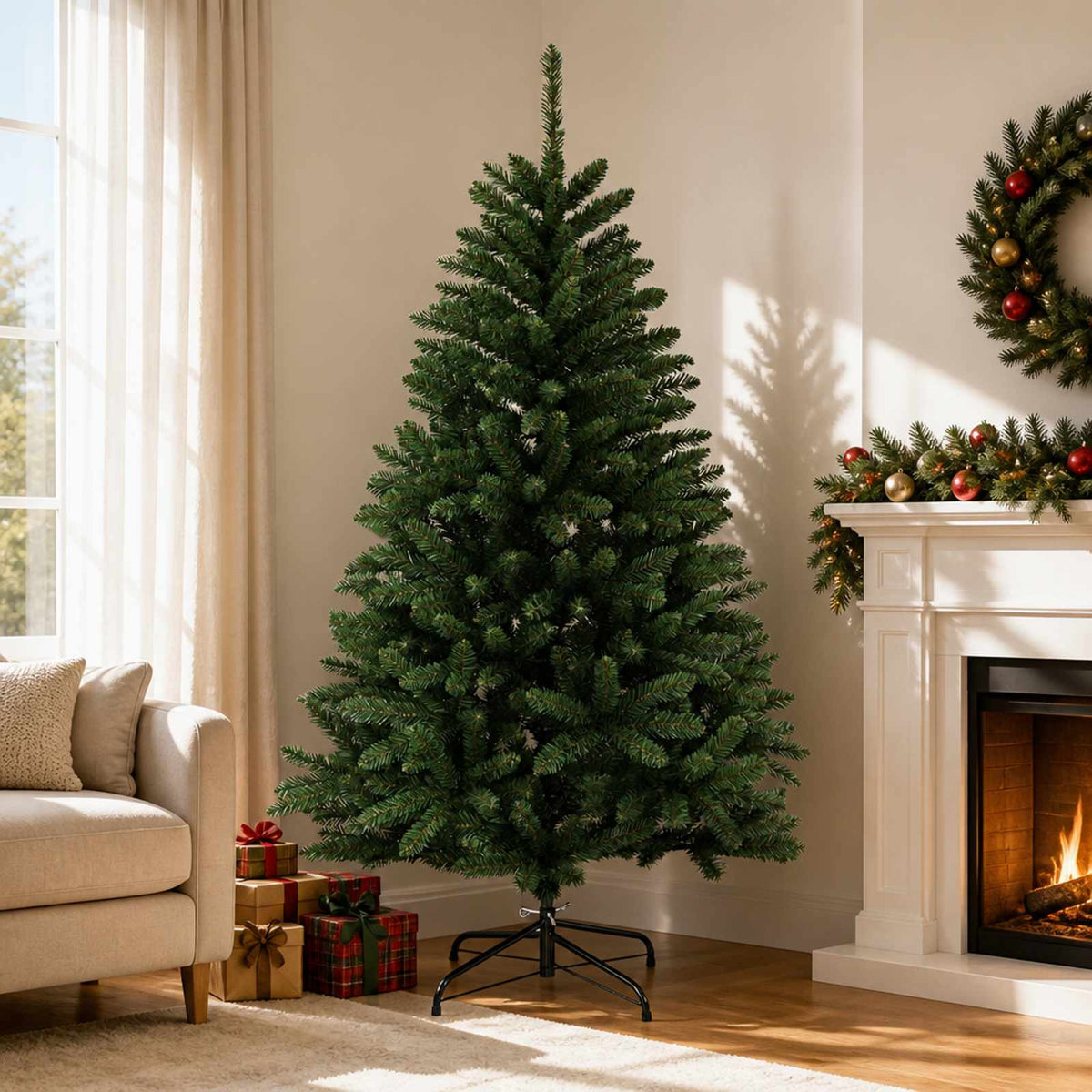 vidaXL Artificial Hinged Christmas Tree 150 cm PVC Medium Green