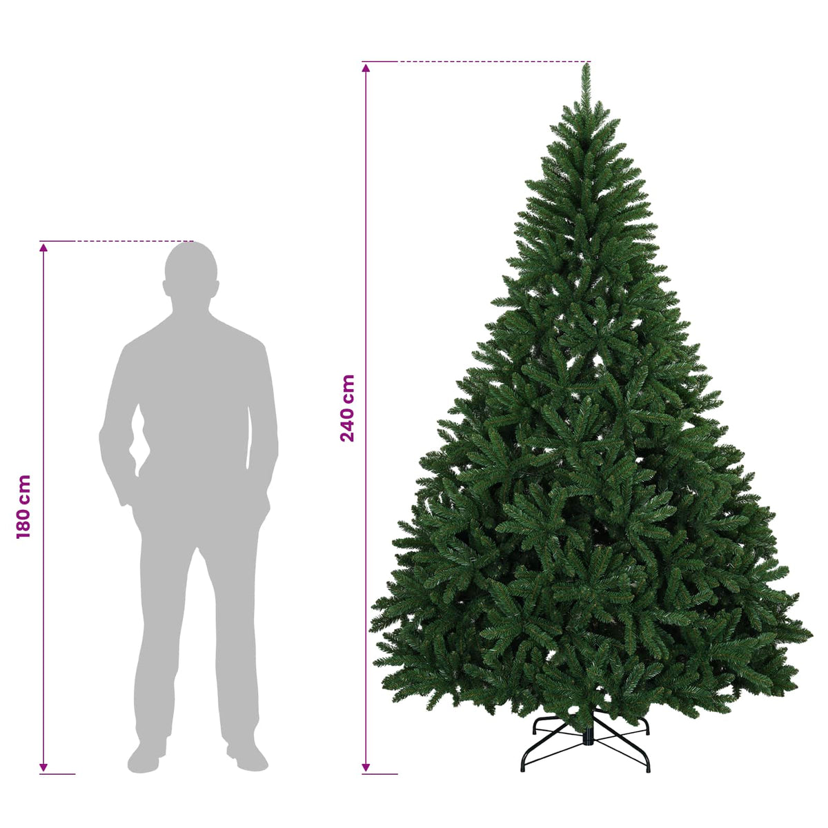 vidaXL Artificial Hinged Christmas Tree 240 cm PVC Medium Green