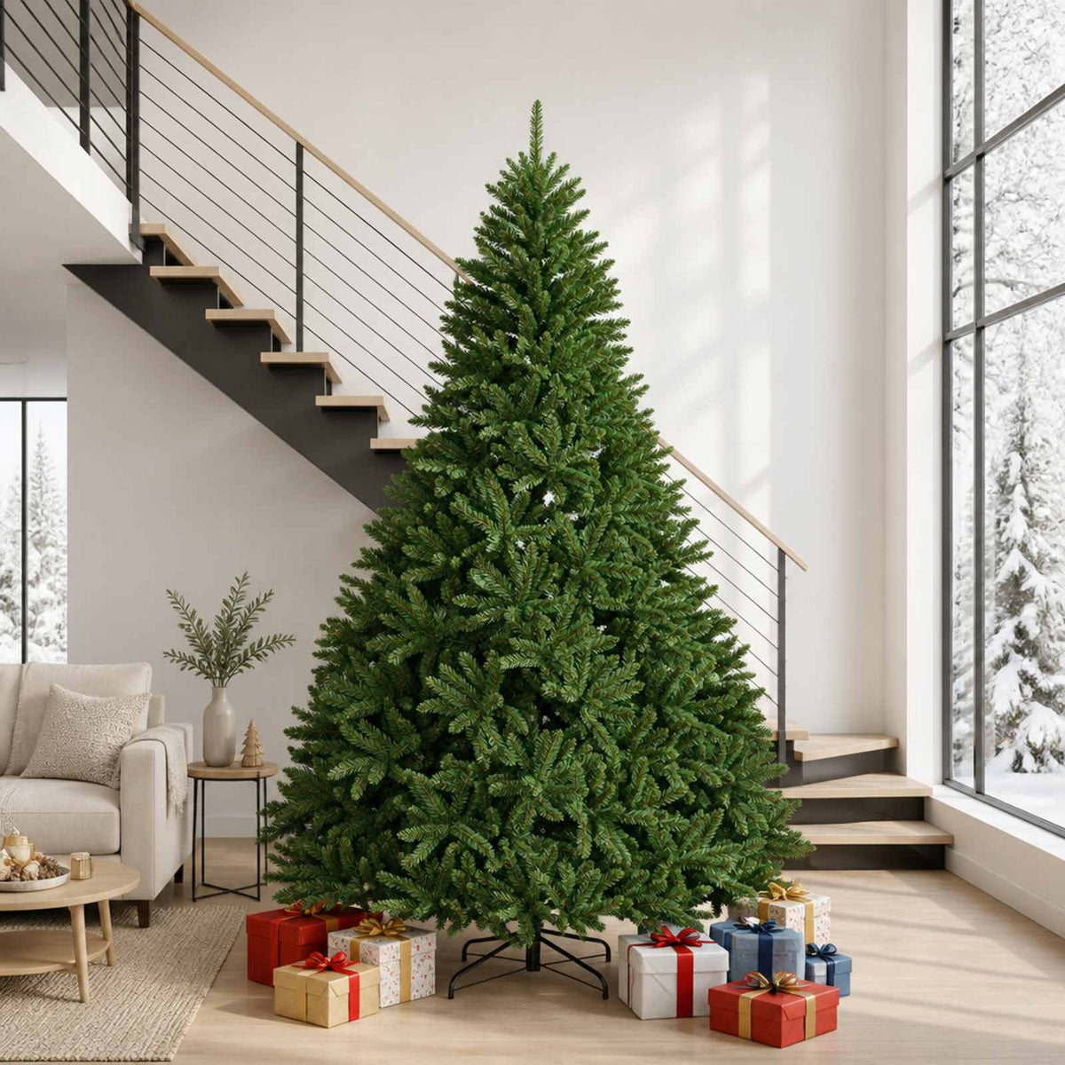 vidaXL Artificial Hinged Christmas Tree 270 cm PVC Medium Green