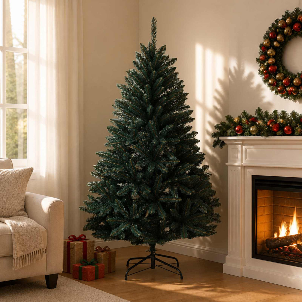 vidaXL Artificial Hinged Christmas Tree 120 cm PVC Dark Green