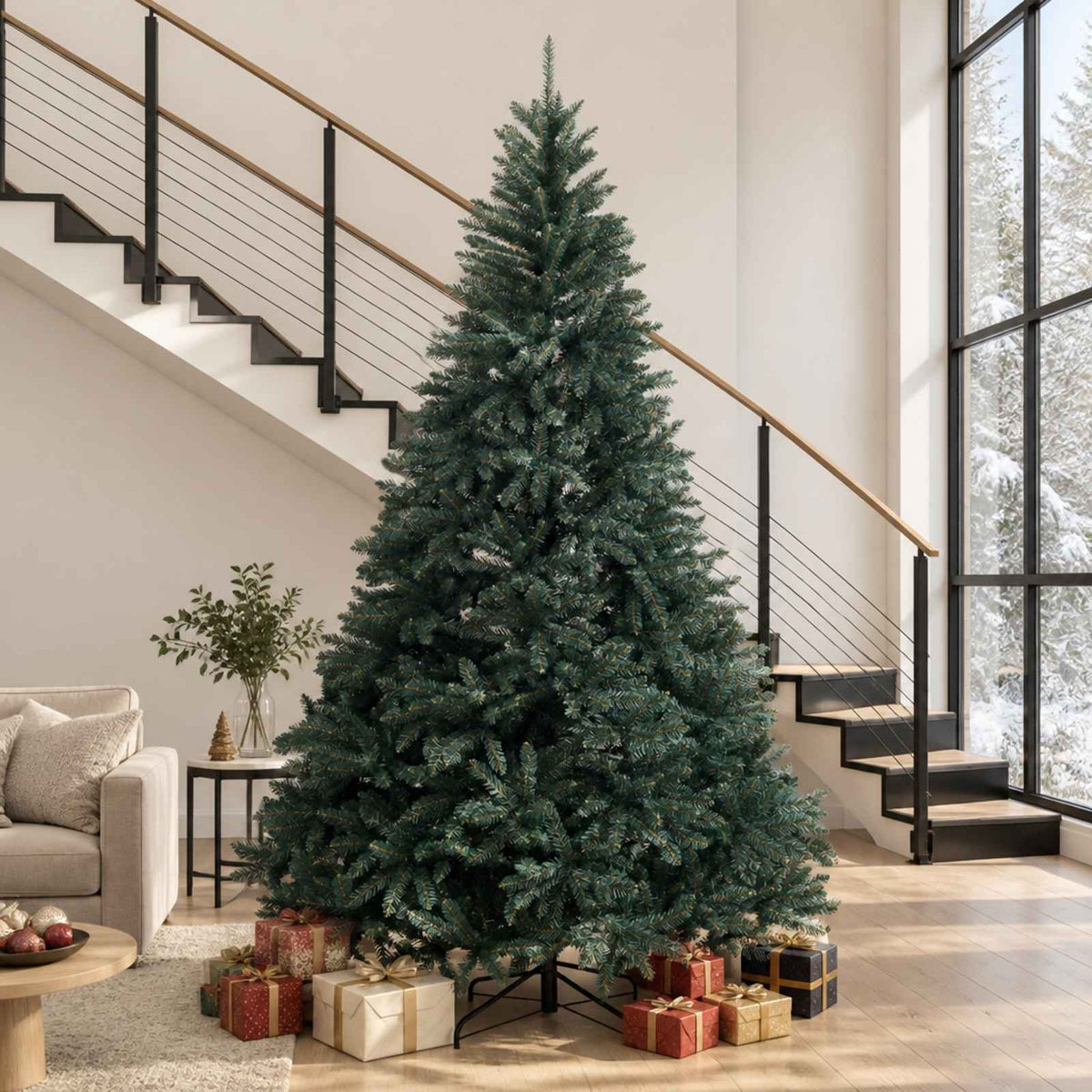 vidaXL Artificial Hinged Christmas Tree 300 cm PVC Dark Green