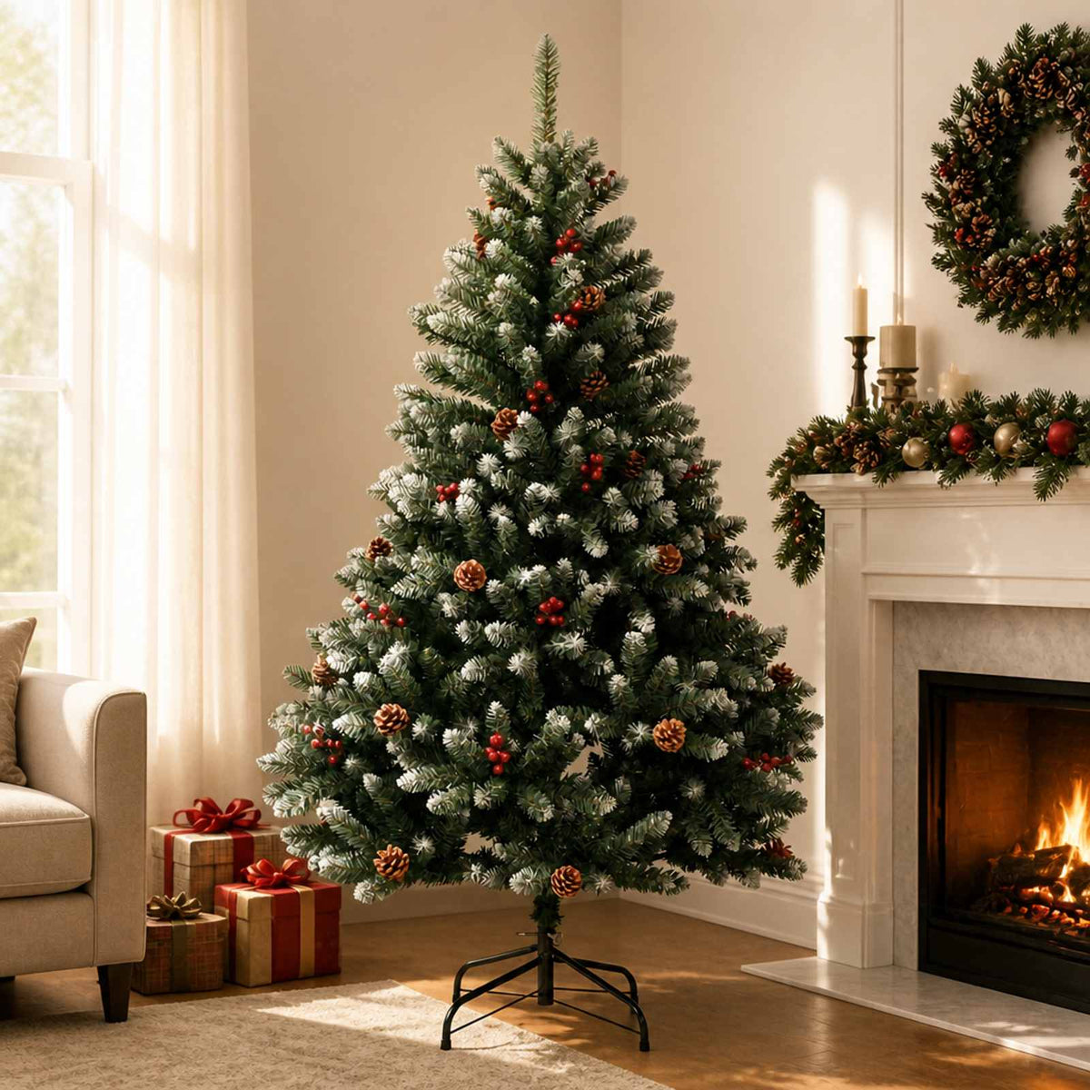 vidaXL Artificial Hinged Christmas Tree 180 cm PVC