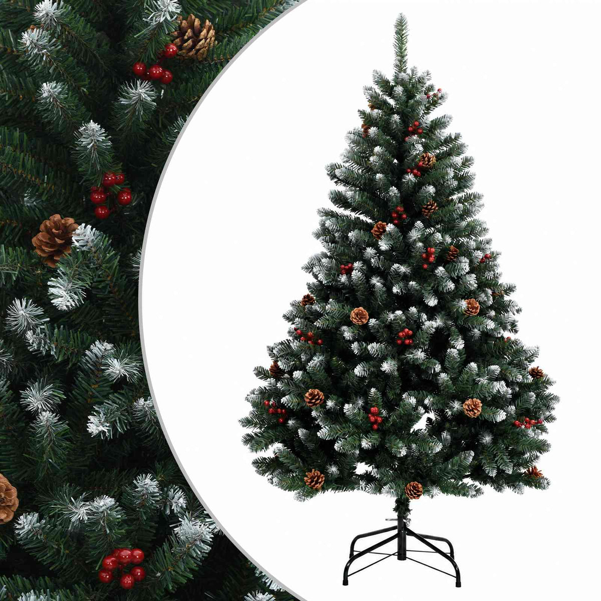 vidaXL Artificial Hinged Christmas Tree 180 cm PVC