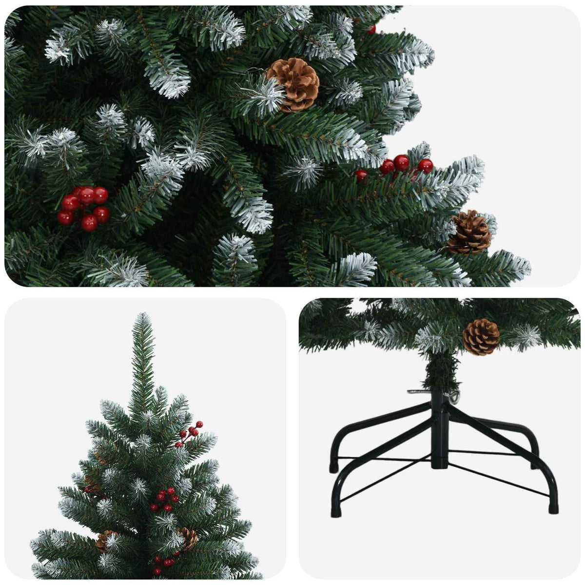 vidaXL Artificial Hinged Christmas Tree 210 cm steel