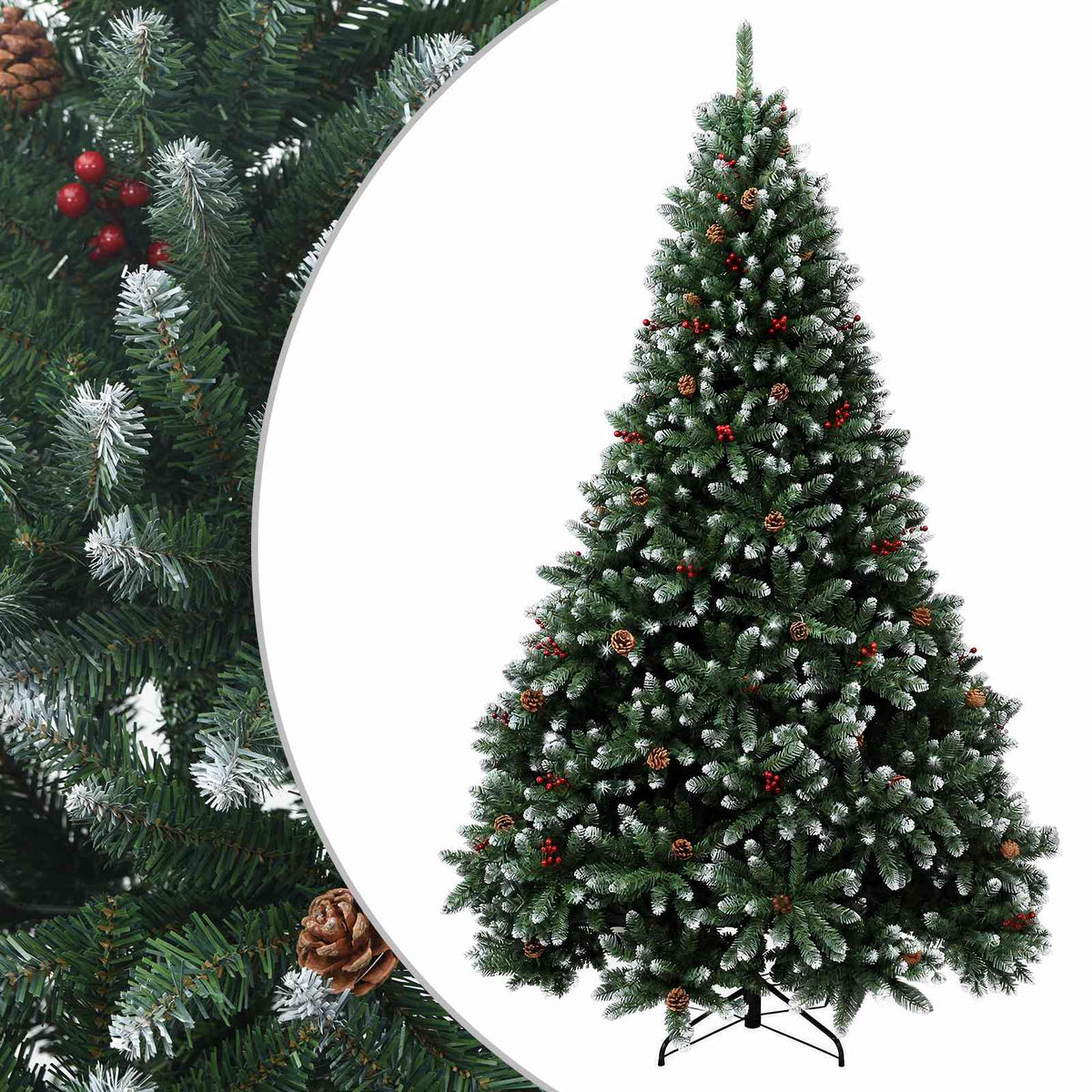 vidaXL Artificial Hinged Christmas Tree 210 cm steel