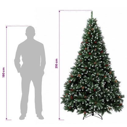 vidaXL Artificial Hinged Christmas Tree 210 cm steel