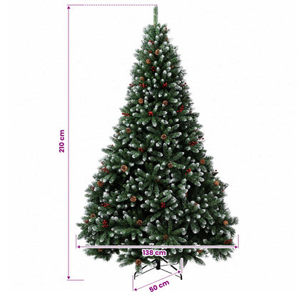 vidaXL Artificial Hinged Christmas Tree 210 cm steel