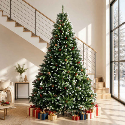 vidaXL Artificial Hinged Christmas Tree 300 cm steel