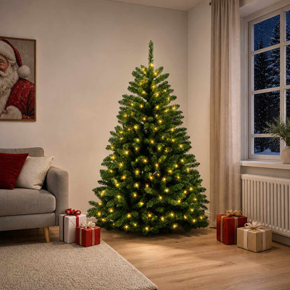 vidaXL Artificial Hinged Christmas Tree 180 cm 300 LEDs Warm White