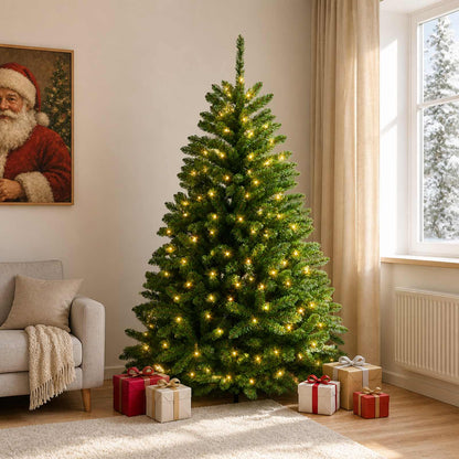 vidaXL Artificial Hinged Christmas Tree 180 cm 300 LEDs Warm White