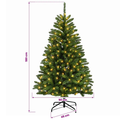 vidaXL Artificial Hinged Christmas Tree 180 cm 300 LEDs Warm White