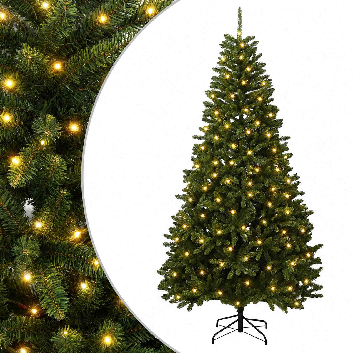 vidaXL Artificial Hinged Christmas Tree 240 cm 600 LEDs Warm White PVC