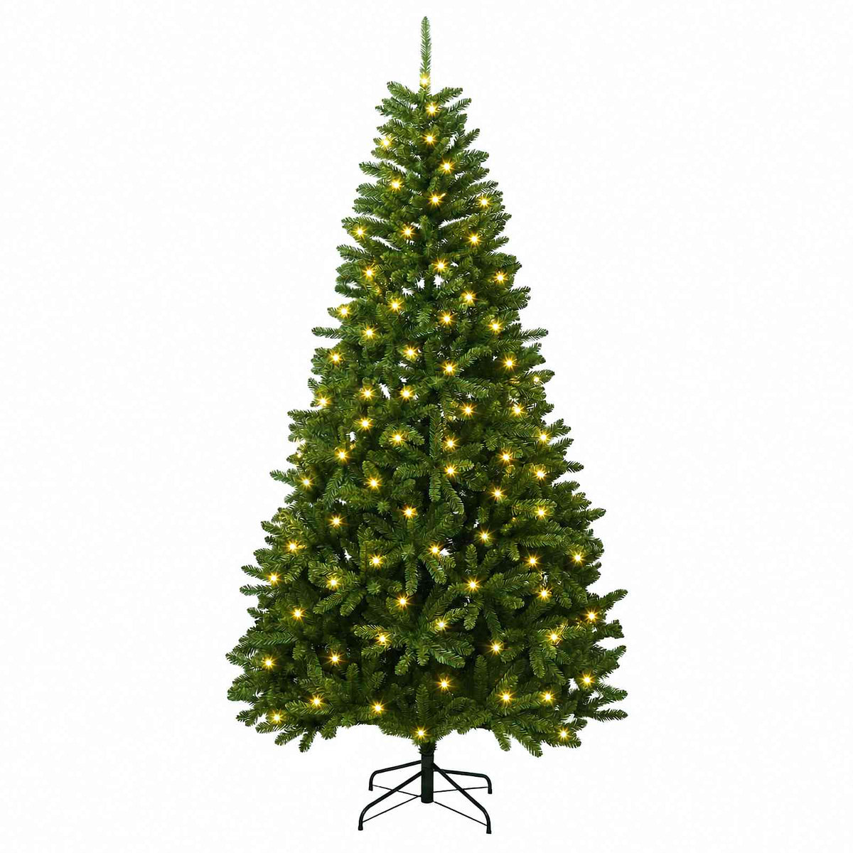 vidaXL Artificial Hinged Christmas Tree 240 cm 600 LEDs Warm White PVC