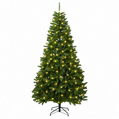 vidaXL Artificial Hinged Christmas Tree 240 cm 600 LEDs Warm White PVC