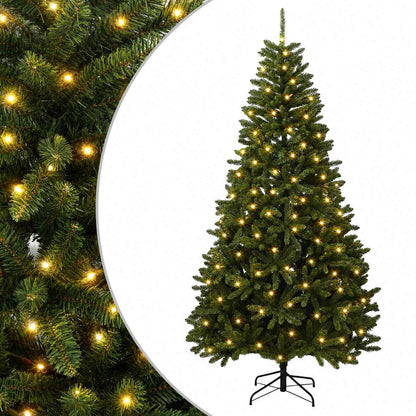vidaXL Artificial Hinged Christmas Tree 270 cm 600 LEDs Warm White PVC