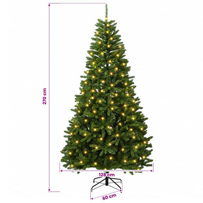 vidaXL Artificial Hinged Christmas Tree 270 cm 600 LEDs Warm White PVC