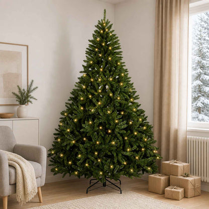 vidaXL Artificial Hinged Christmas Tree 240 cm 600 LEDs Warm White PVC