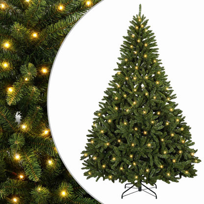 vidaXL Artificial Hinged Christmas Tree 240 cm 600 LEDs Warm White PVC