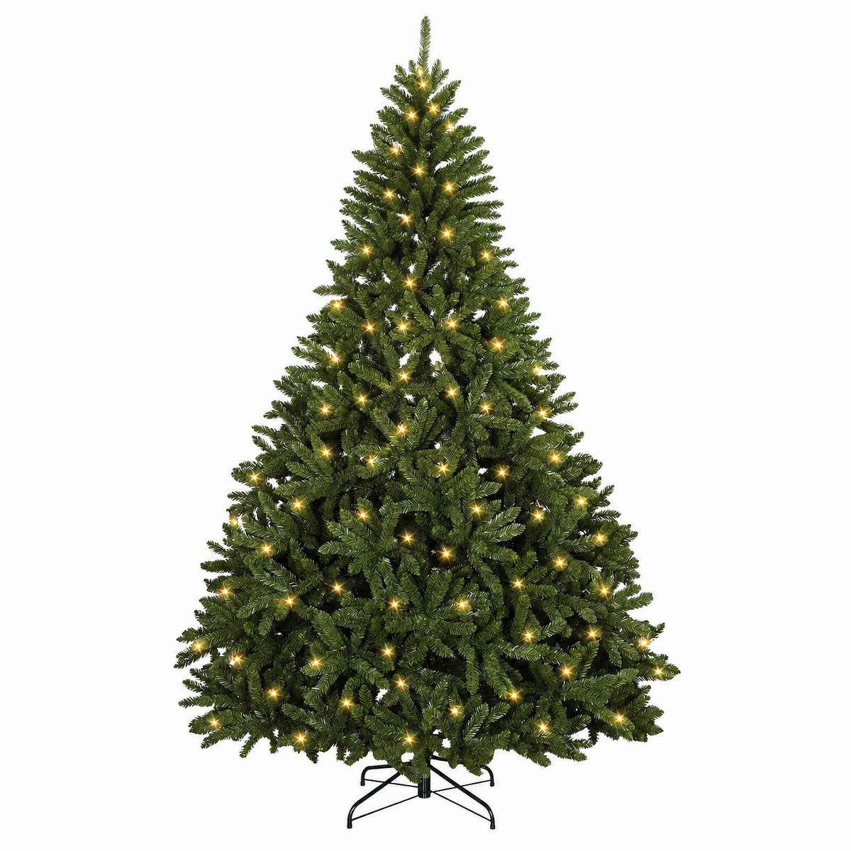 vidaXL Artificial Hinged Christmas Tree 240 cm 600 LEDs Warm White PVC