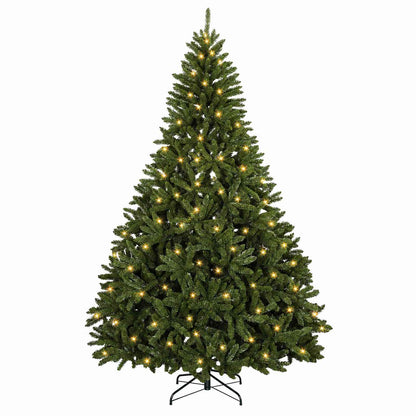 vidaXL Artificial Hinged Christmas Tree 240 cm 600 LEDs Warm White PVC