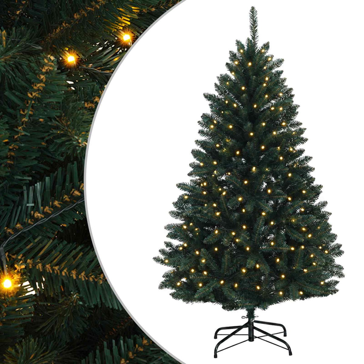 vidaXL Artificial Hinged Christmas Tree 150 cm 150 LEDs Warm White PVC