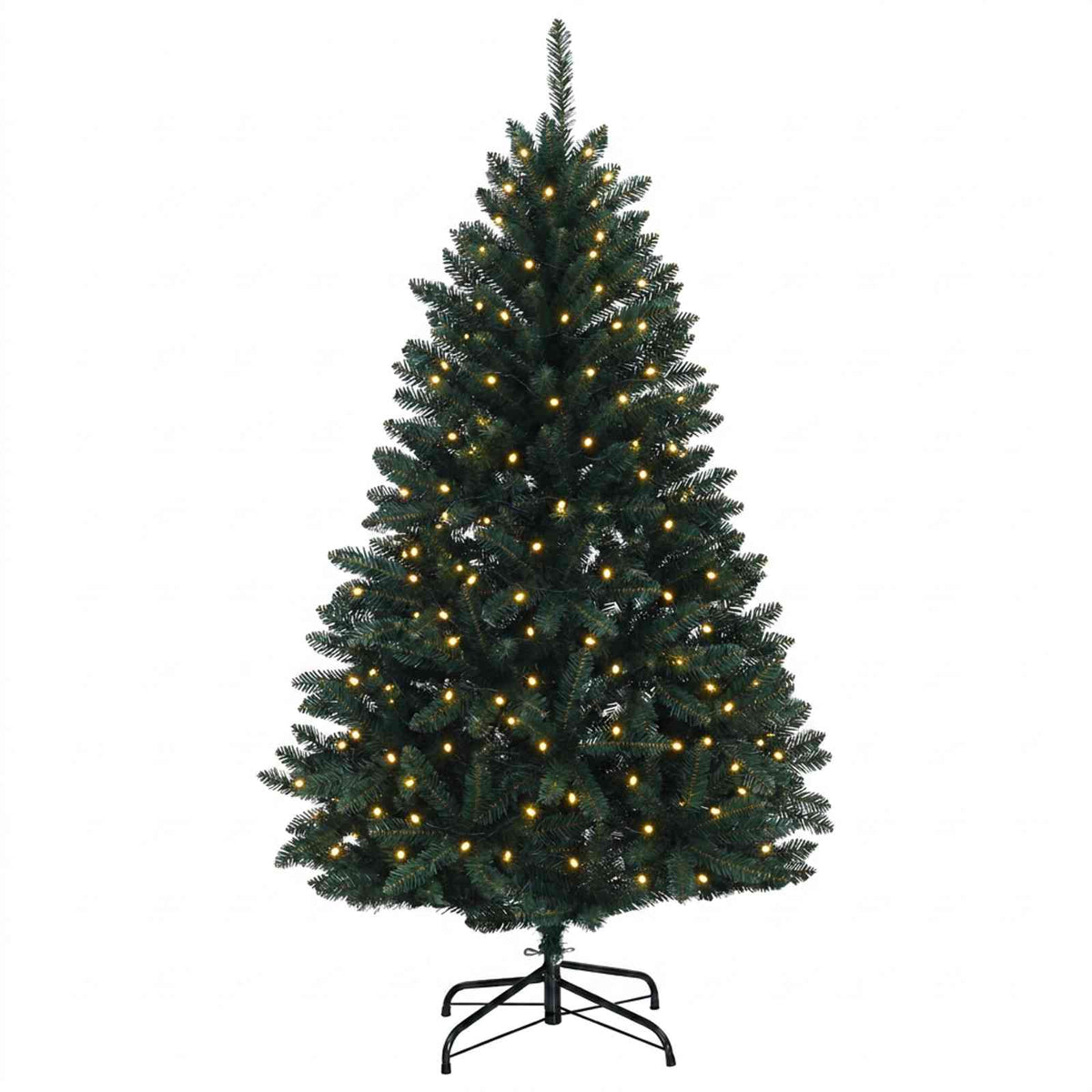 vidaXL Artificial Hinged Christmas Tree 150 cm 150 LEDs Warm White PVC