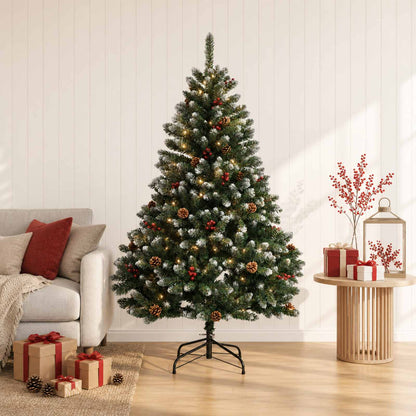 vidaXL Artificial Hinged Christmas Tree 180 cm 300 LEDs Warm White PVC