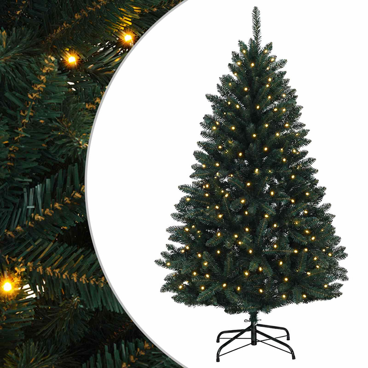 vidaXL Artificial Hinged Christmas Tree 180 cm 300 LEDs Warm White PVC