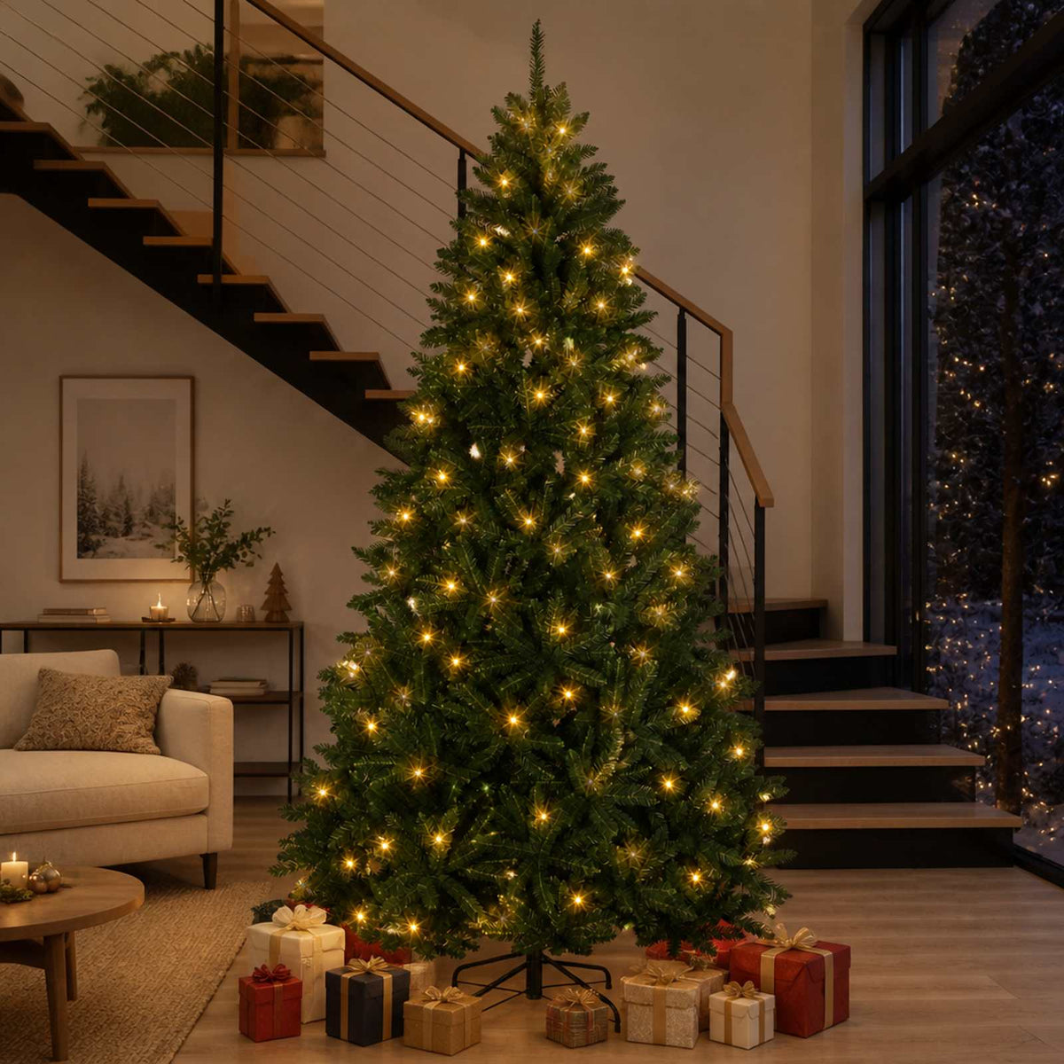vidaXL Artificial Hinged Christmas Tree 300 cm 1000 LEDs Warm White