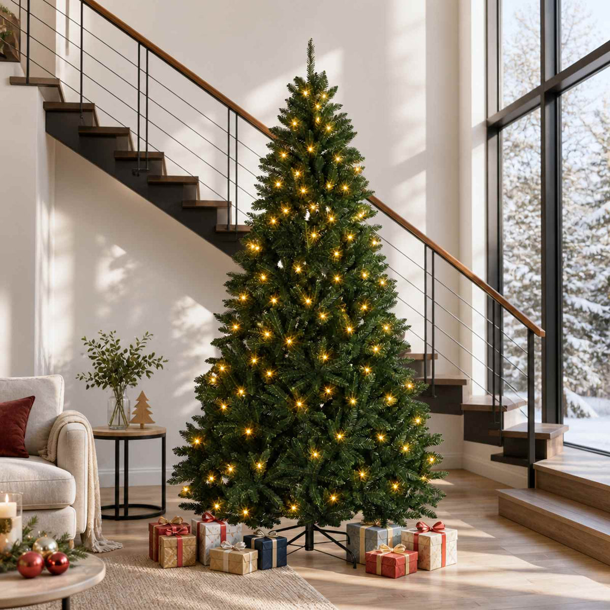 vidaXL Artificial Hinged Christmas Tree 300 cm 1000 LEDs Warm White