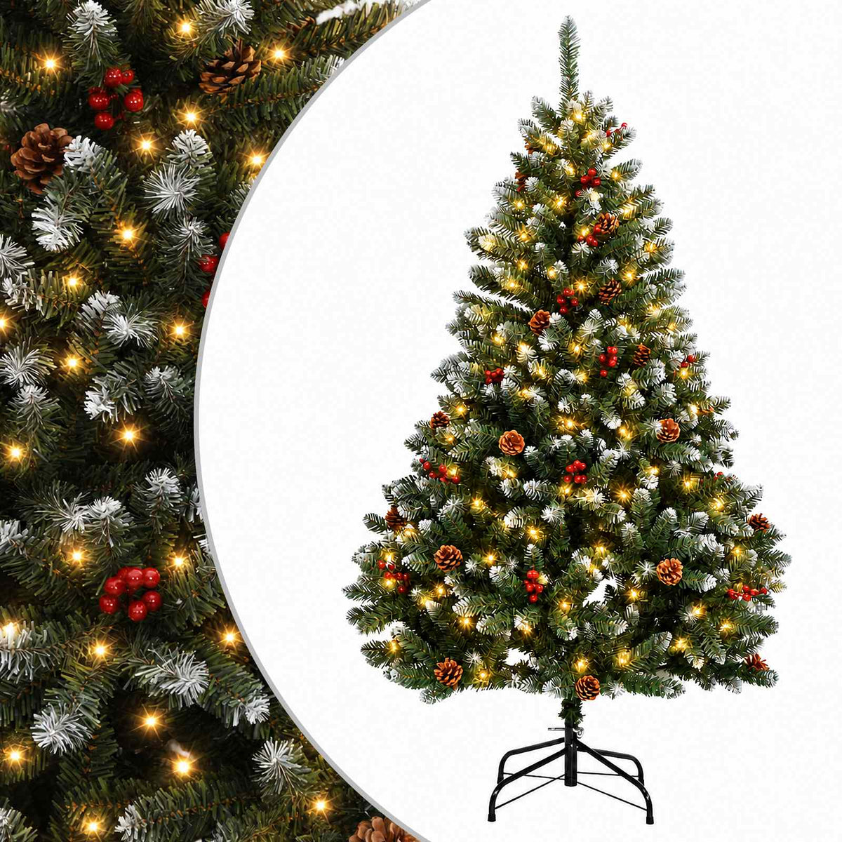 vidaXL Artificial Hinged Christmas Tree 120 cm 150 LEDs Warm White