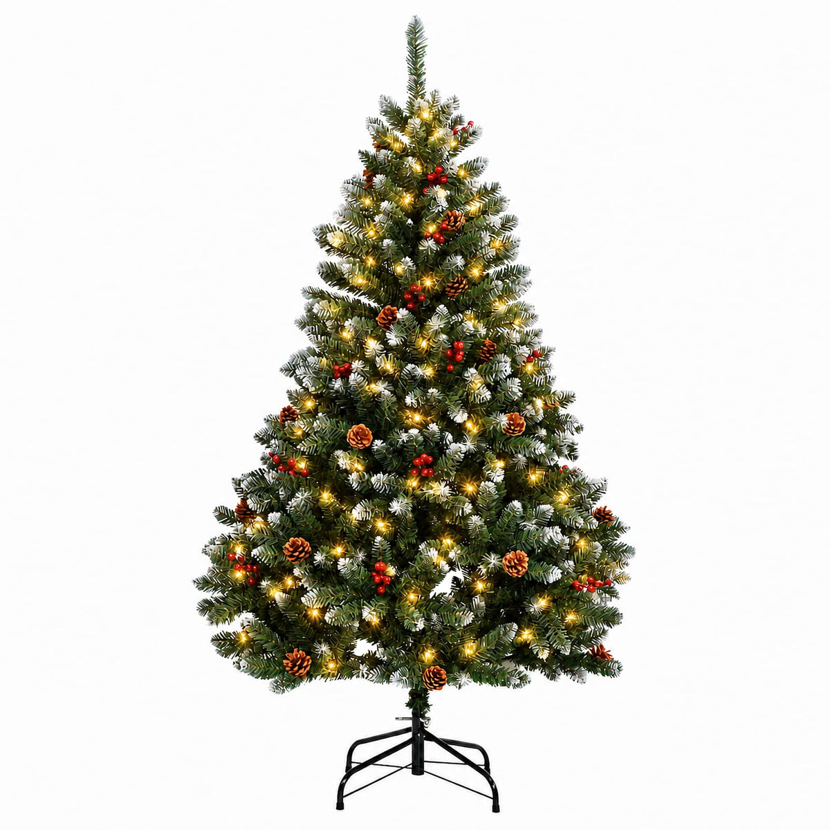 vidaXL Artificial Hinged Christmas Tree 120 cm 150 LEDs Warm White
