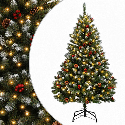 vidaXL Artificial Hinged Christmas Tree 180 cm 300 LEDs Warm White PVC