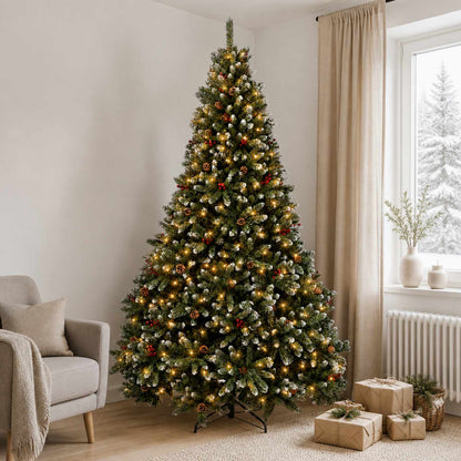 vidaXL Artificial Hinged Christmas Tree 240 cm 600 LEDs Warm White