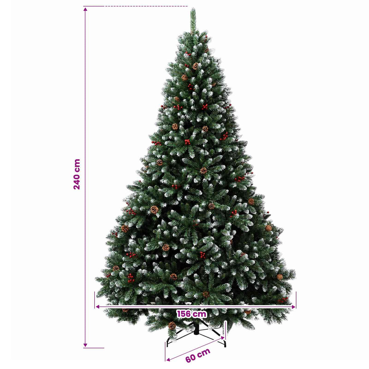 vidaXL Artificial Hinged Christmas Tree 240 cm 600 LEDs Warm White