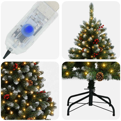 vidaXL Artificial Hinged Christmas Tree 270 cm 600 LEDs Warm White PVC